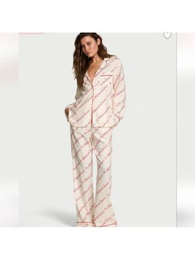 Victoria Secret  Cotton Flannel Long Pajama Set Large New With Tags